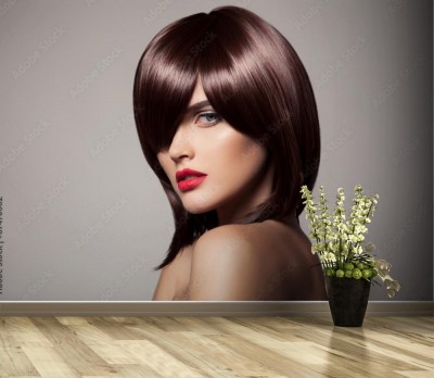 Fototapeta Modelka o długich błyszczących brązowych włosach