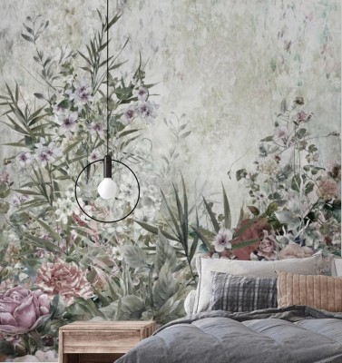 Fototapeta z jasnym botanicznym wzorem