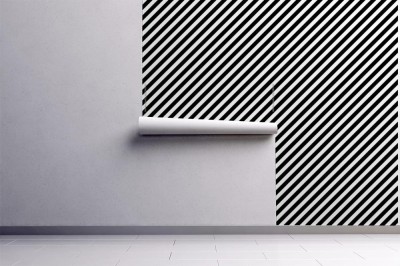 Tapeta  z wzorem z czarnych pasków ułożonych po przekątnej