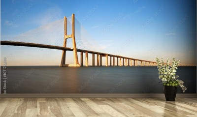 Fototapeta Piękny panoramiczny obraz mostu Vasco da Gama w Lizbonie