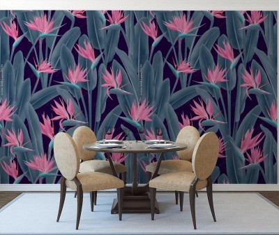 Tapeta Deseń strelicji królewskiej tropikalnego kwiatu  