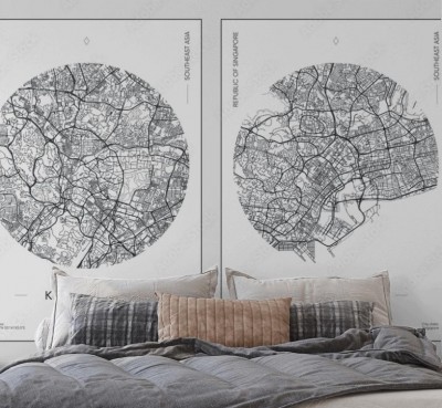 Fototapeta miejski plan ulic miasta Kuala Lumpur i Singapur