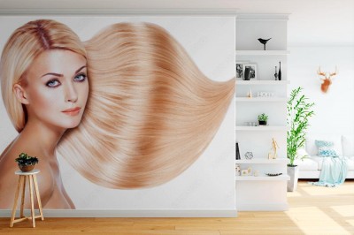 Fototapeta Piękna kobieta z długimi blond włosami