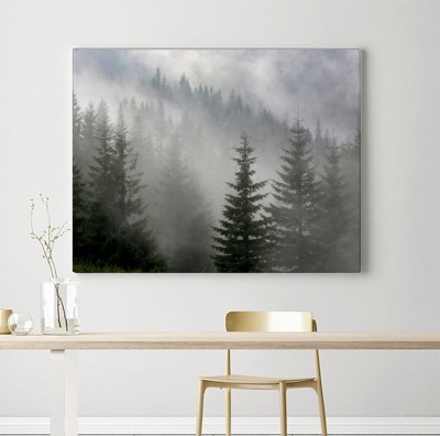 Obrazy do salonu las sosnowy we mgle