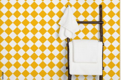 Tapeta Biało pomarańczowa kratka