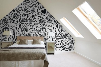 Tapeta z czarnym napisem na białym tle