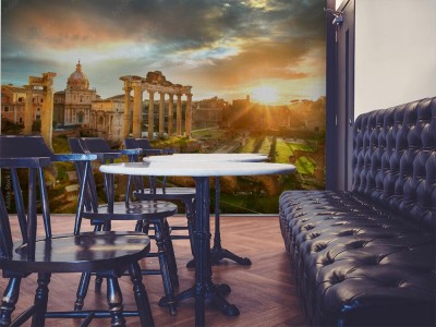 Fototapeta Rzymskie forum  Ruiny Forum Romanum w Rzymie, Włochy podczas wschodu słońca