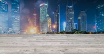 Fototapeta Szanghaj Skyline w nocy w Chinach 