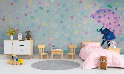 Fototapeta Malowana dziewczynka z parasolem