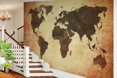 Fototapeta Mapa świata na zniszczonym podkładzie