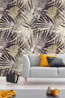 Tapeta z modnym wzorem retro z liści palmowych