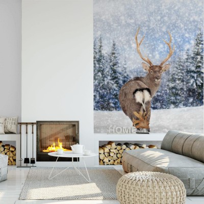 Fototapeta Jeleń w zimowym lesie