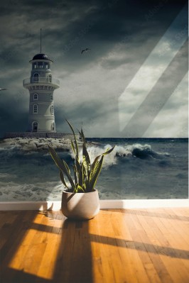 Fototapeta Latarnia morska na wzburzonym morzu