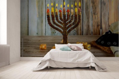 Fototapeta Symbole hannukah w święto żydowskie - menora
