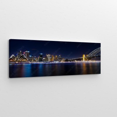 Obrazy do salonu Widok centralnej części portu Sydney City w Australii w nocy
