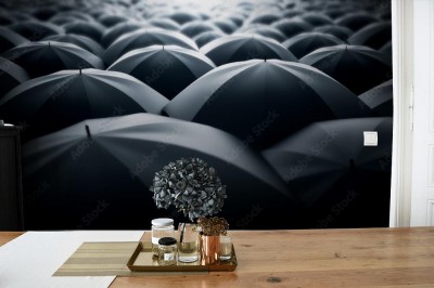 Fototapeta Morze czarnych parasoli