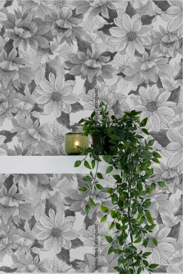 Fototapeta z czarno białym wzorem z liści