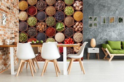 Fototapeta Tekstura z przyprawami i ziołami