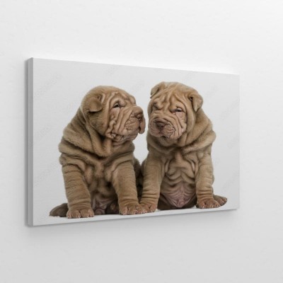 dwa-szczeniaki-shar-pei-na-bialym-tle