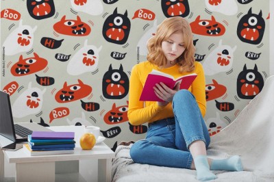 Tapeta - Deseń w potworki z kreskówek