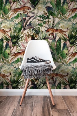 Tapeta Deseń z dżunglą i lampartem