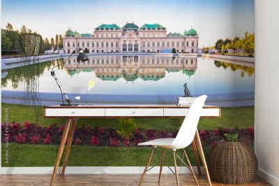 Fototapeta Belwederu park w Wiedeń wody odbicia widoku