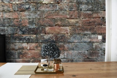 Fototapeta Stary mokry mur z cegły w kolorze szarym