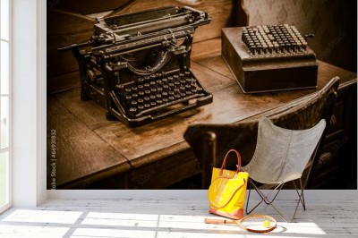 Fototapeta Biurko reportera w stylu retro