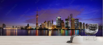 Fototapeta Lujiazui Finance & Trade Zone panoramę Szanghaju o świcie