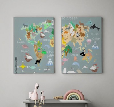 Obraz na płótnie Mapa świata zwierząt