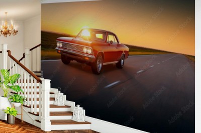 Fototapeta Klasyczny samochód na drodze