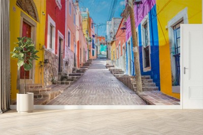 Fototapeta Kolorowe aleje i ulice w mieście Guanajuato