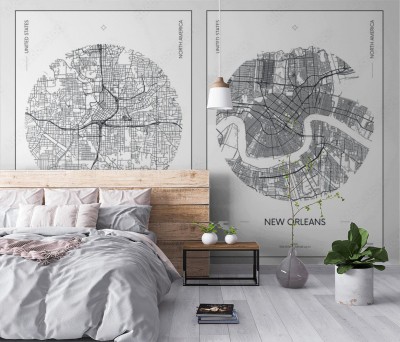 Fototapeta miejski plan ulic miasta Atlanta i Nowy Orlean