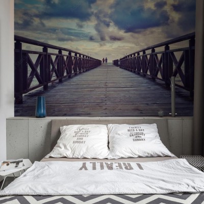 Fototapeta Wschód słońca na drewnianym molo