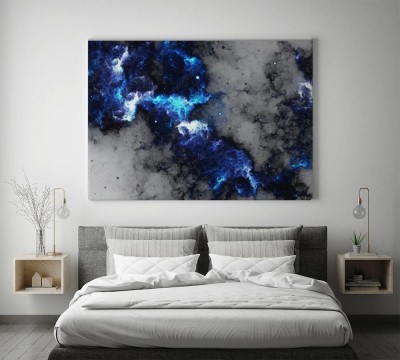 Obrazy do salonu abstrakcja błękitnej galaktyki