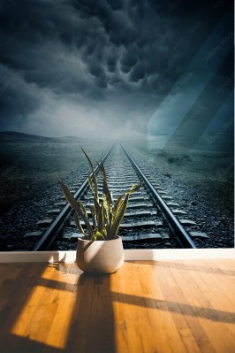 Fototapeta Ciemny tor kolejowy