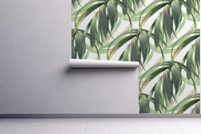 Fototapeta Liście na białym tle - akwarela