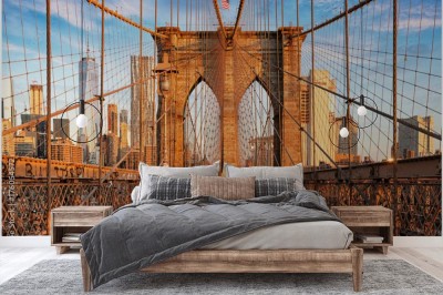 Fototapeta Most Brookliński 3D o wschodzie słońca