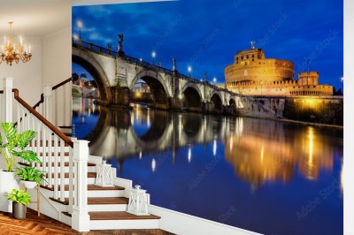 Fototapeta Nocny widok na most S  Angelo w Rzymie