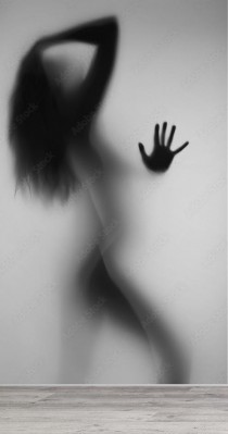 Fototapeta Seksowna dziewczyna za zasłoną prysznicową
