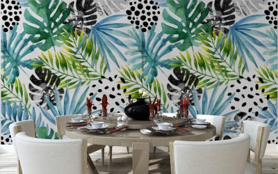 Fototapeta Tropikalne tło - malowidło akwarelowe