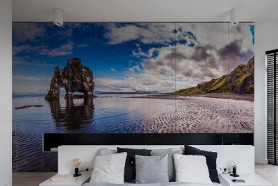 Naklejki na meble Klif w Zatoce Hoonah podczas odpływu o zachodzie słońca