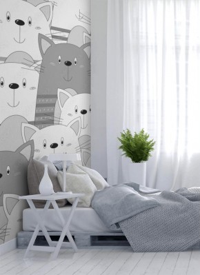 Tapeta Mozaika z  kotów w szarościach