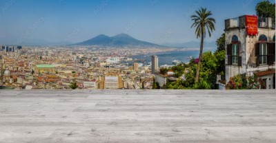 Fototapeta Miasto Neapol z wulkanem "Wezuwiusz" w tle