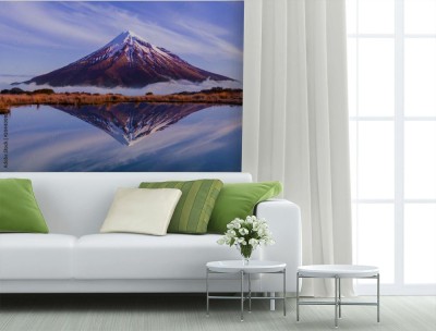 Fototapeta Mount Taranaki - góra odbita w stawie