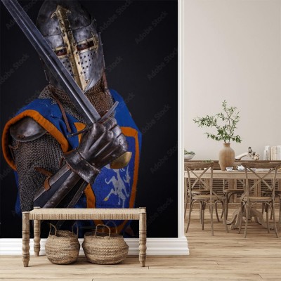 Fototapeta Rycerz z mieczem w kolczudze