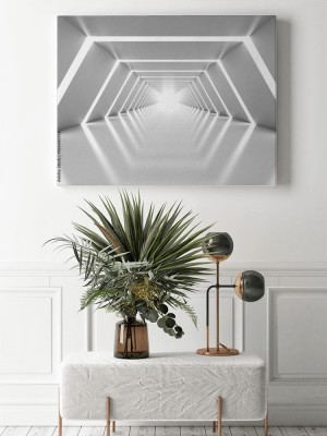 Obraz na płótnie Abstrakcyjne tło z symetrycznym białym olśniewającym tunelowym wnętrzem