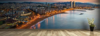 Fototapeta Plaża w Barcelonie o wschodzie słońca