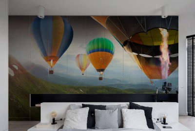 Naklejka na szafę do sypialni z latającymi balonami powietrznymi