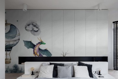 Naklejki na meble z baśniowym smokiem do pokoju dziecka